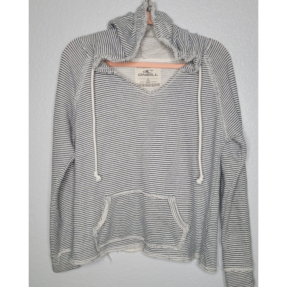 O'Neill Hoodie Womens M Striped Distressed Sweatshirt Surf Casual